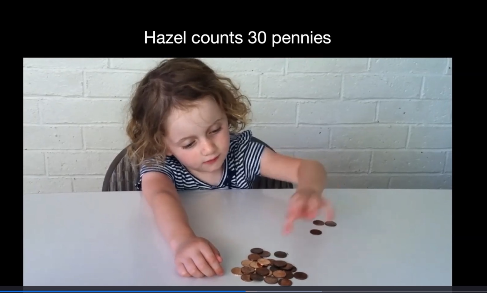 Hazel counts 30 pennies